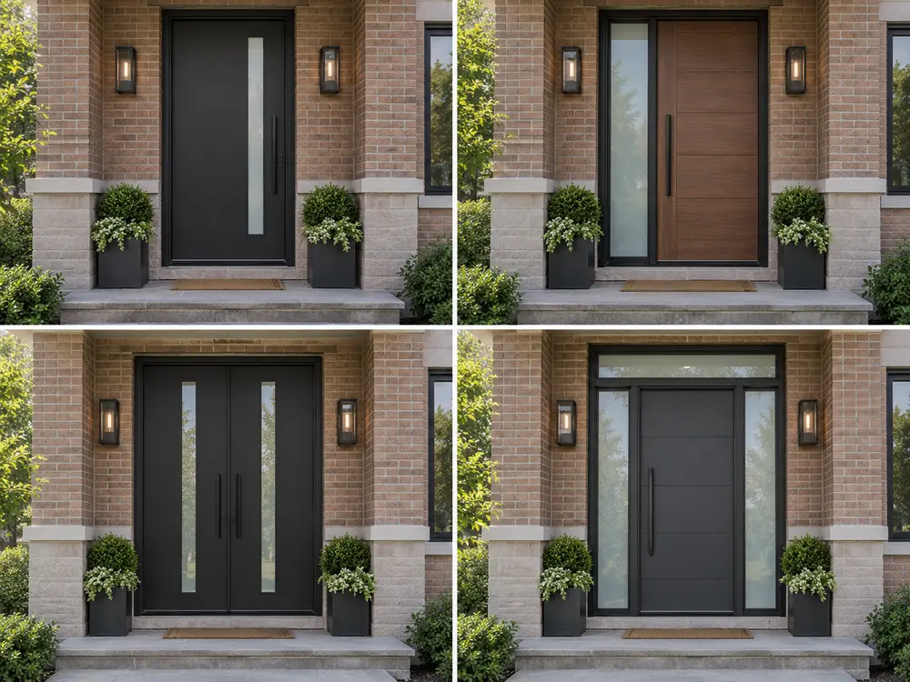 Four modern entry door configurations for Toronto brick homes