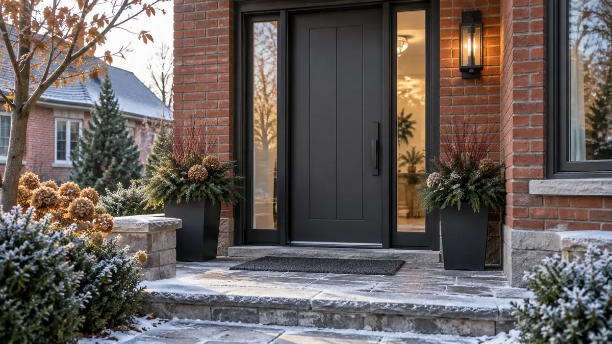 Drafty front door on a Toronto brick home during cold weather