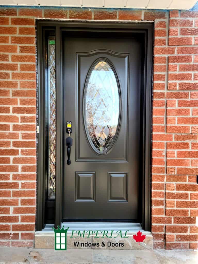 Brown Steel Entry Door with Decorative Glass in Oakville
