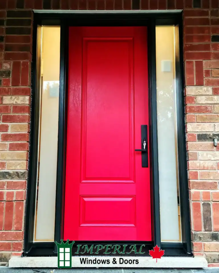 Painted Mahogany Fiberglass Entry Door replacement in Milton