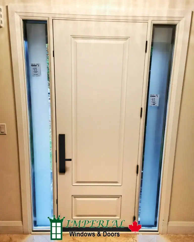 Painted Mahogany Fiberglass Entry Door replacement in Milton inside view
