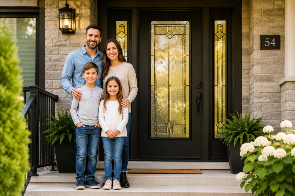 Beautiful front entrance with a modern replacement entry door