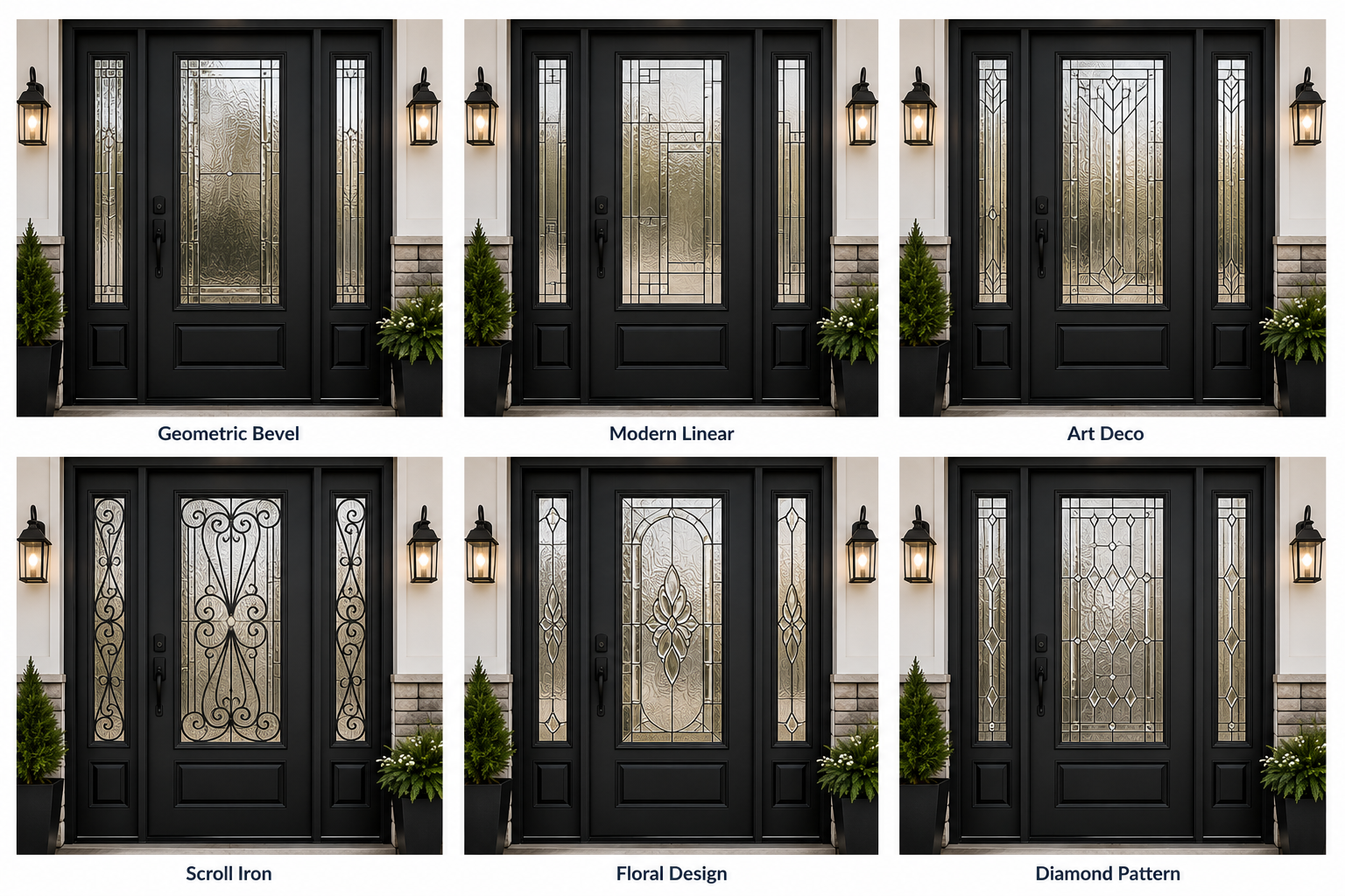 Popular decorative glass options for entry doors