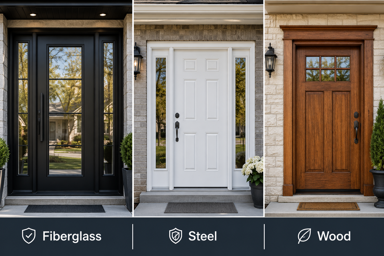 Comparison of fiberglass, steel, and wood entry doors for Toronto homes