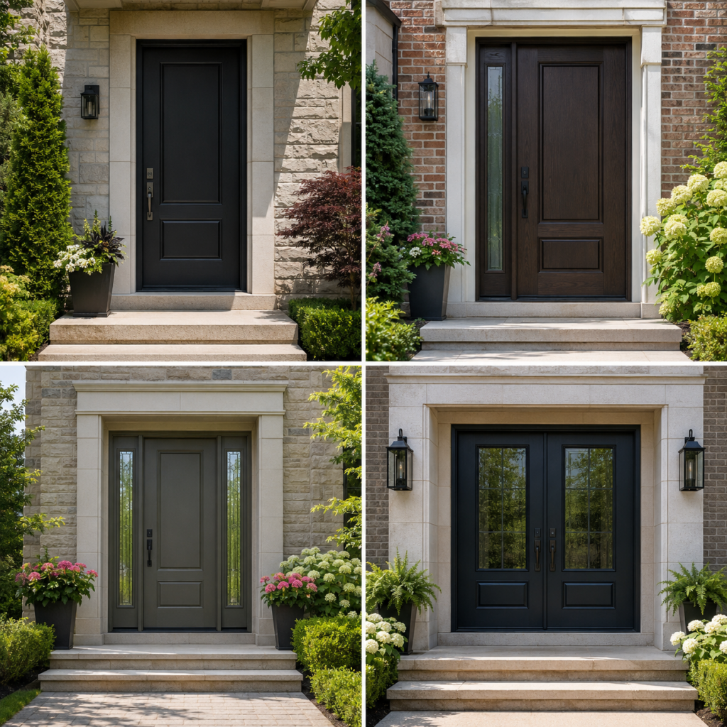 Comparison of single, sidelite and double entry door configurations on upscale GTA homes.