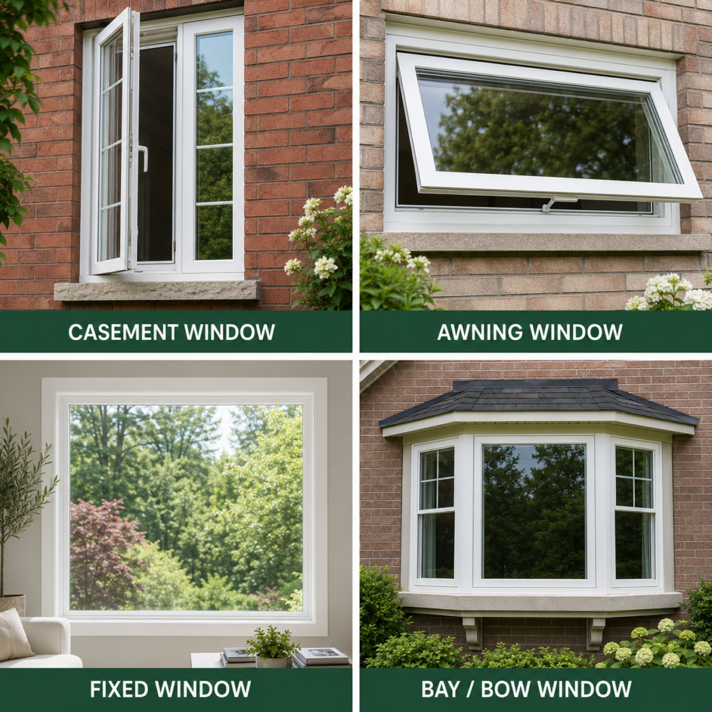Replacement window styles available with double-pane and triple-pane glass
