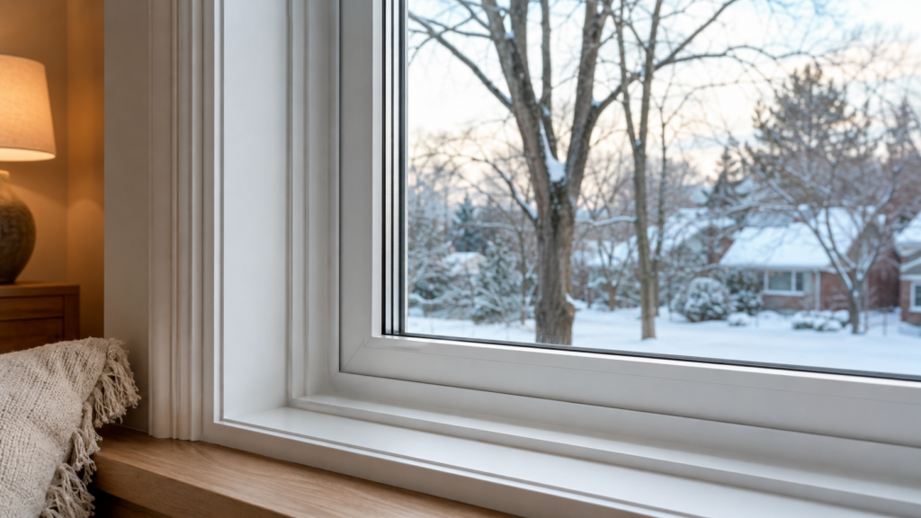 Triple-pane window helping reduce interior condensation during winter