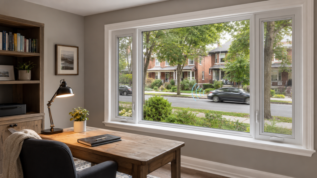 Triple-pane window for noise reduction in a Toronto bedroom