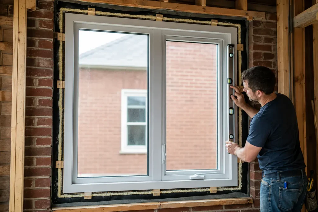 Professional full-frame window installation with perimeter insulation