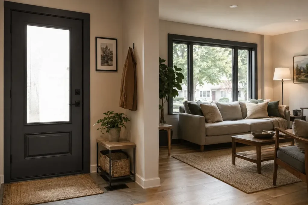 Finished Toronto home interior with new energy-efficient windows and an insulated entry door