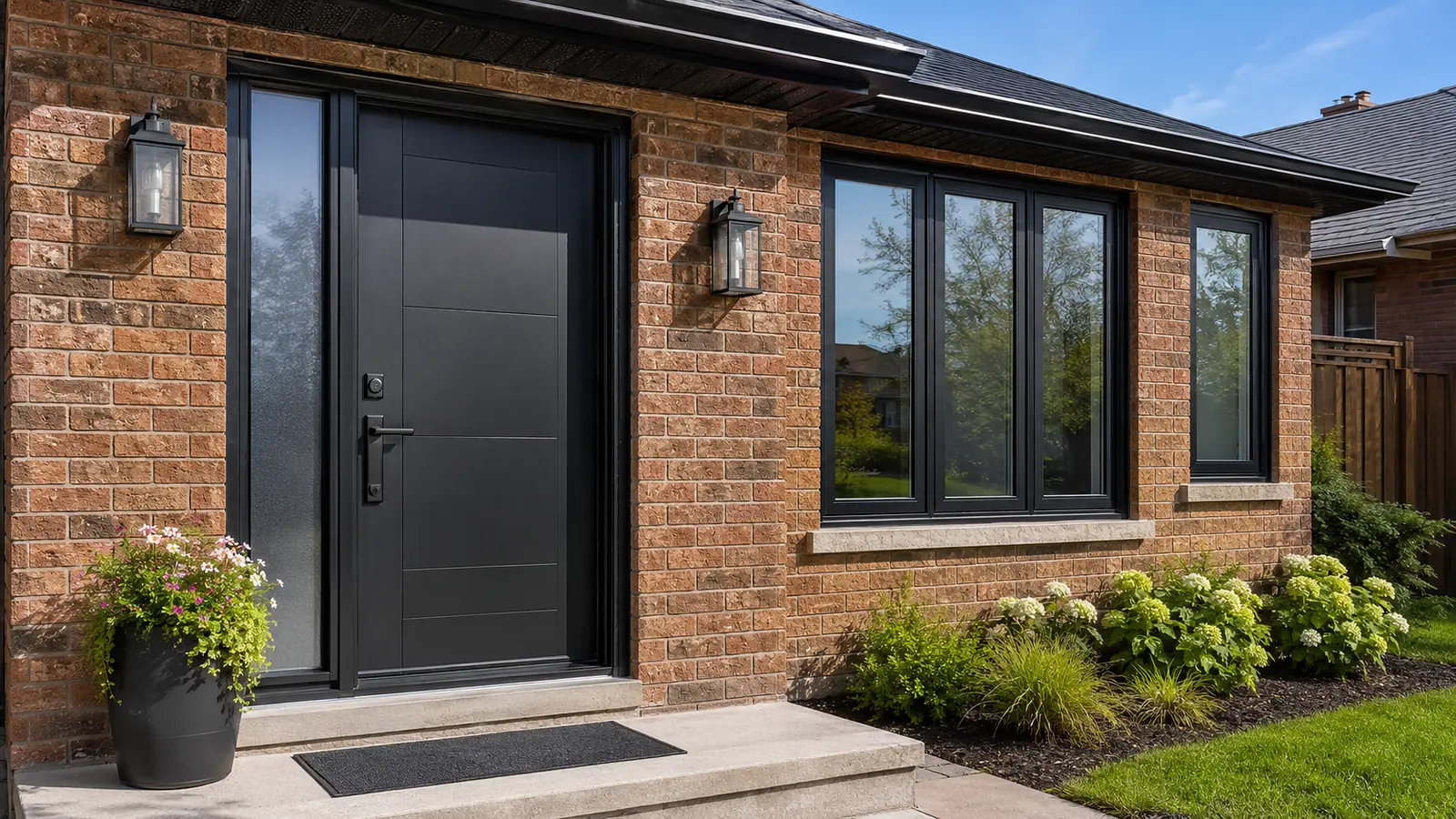 Secure front entry door and replacement windows on a Toronto home