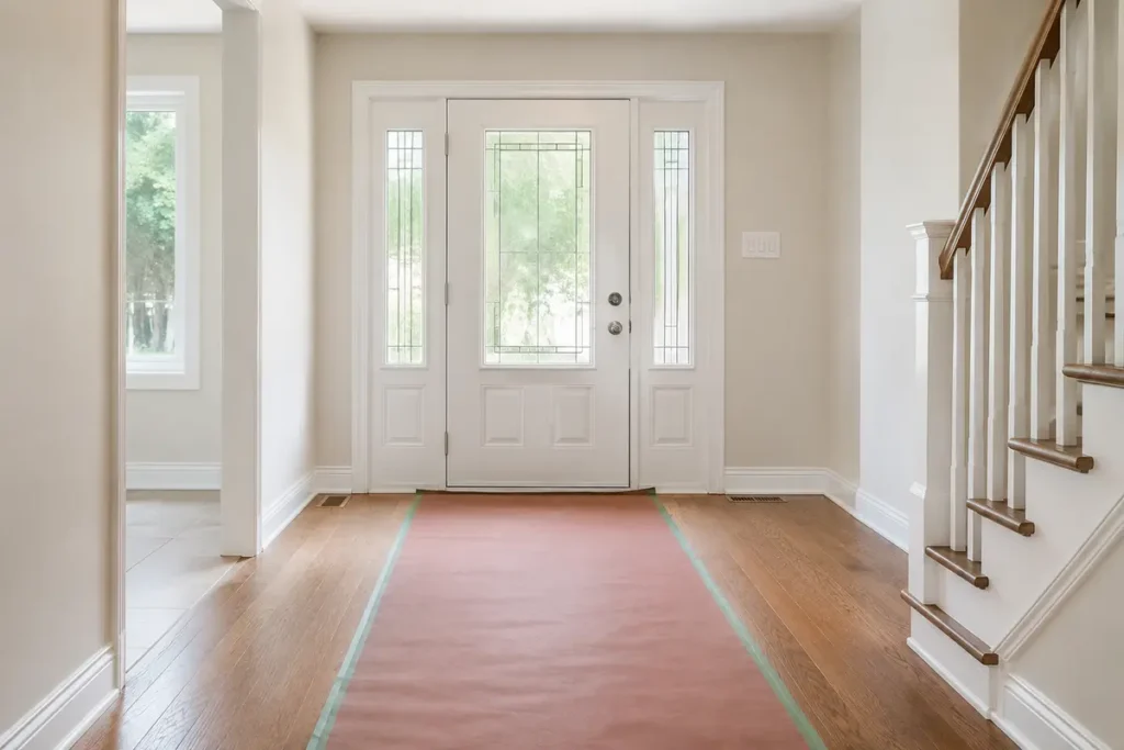 Toronto home foyer cleared and protected before entry door installation