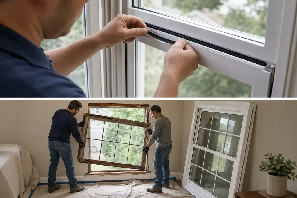 Comparing window weatherstripping repair with complete window replacement