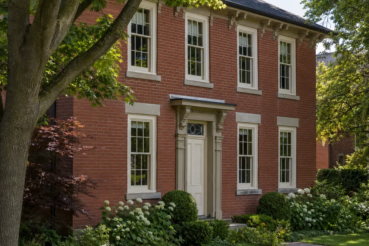 Historic Old Oakville brick home with traditional divided-light windows and a preserved entrance